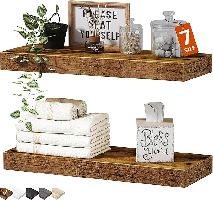 Floating wall-mounted shelves for small spaces